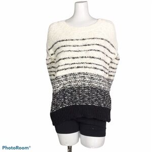 Vince black and white striped wool blend sweater